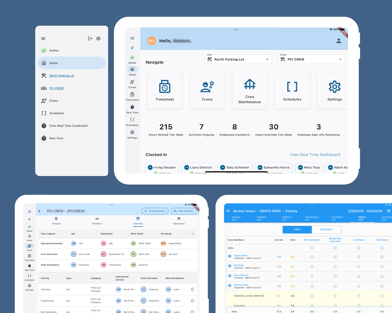Image of the Construct Crew Time Website